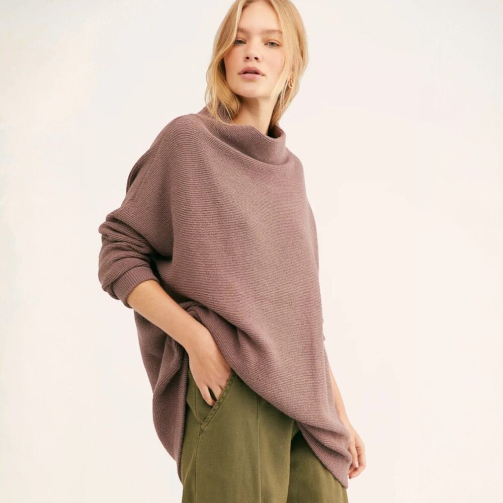 Free People Women's Ottoman Slouchy Tunic Sweater in Nutmeg Size Small